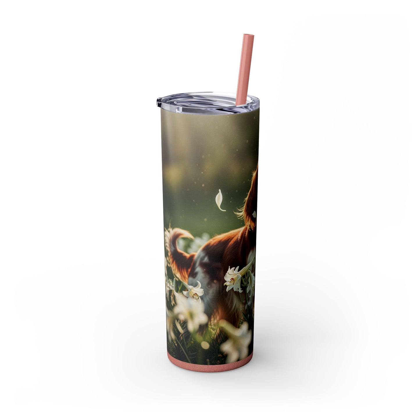 Irish Red and White Setter Tumbler with Straw, 20oz