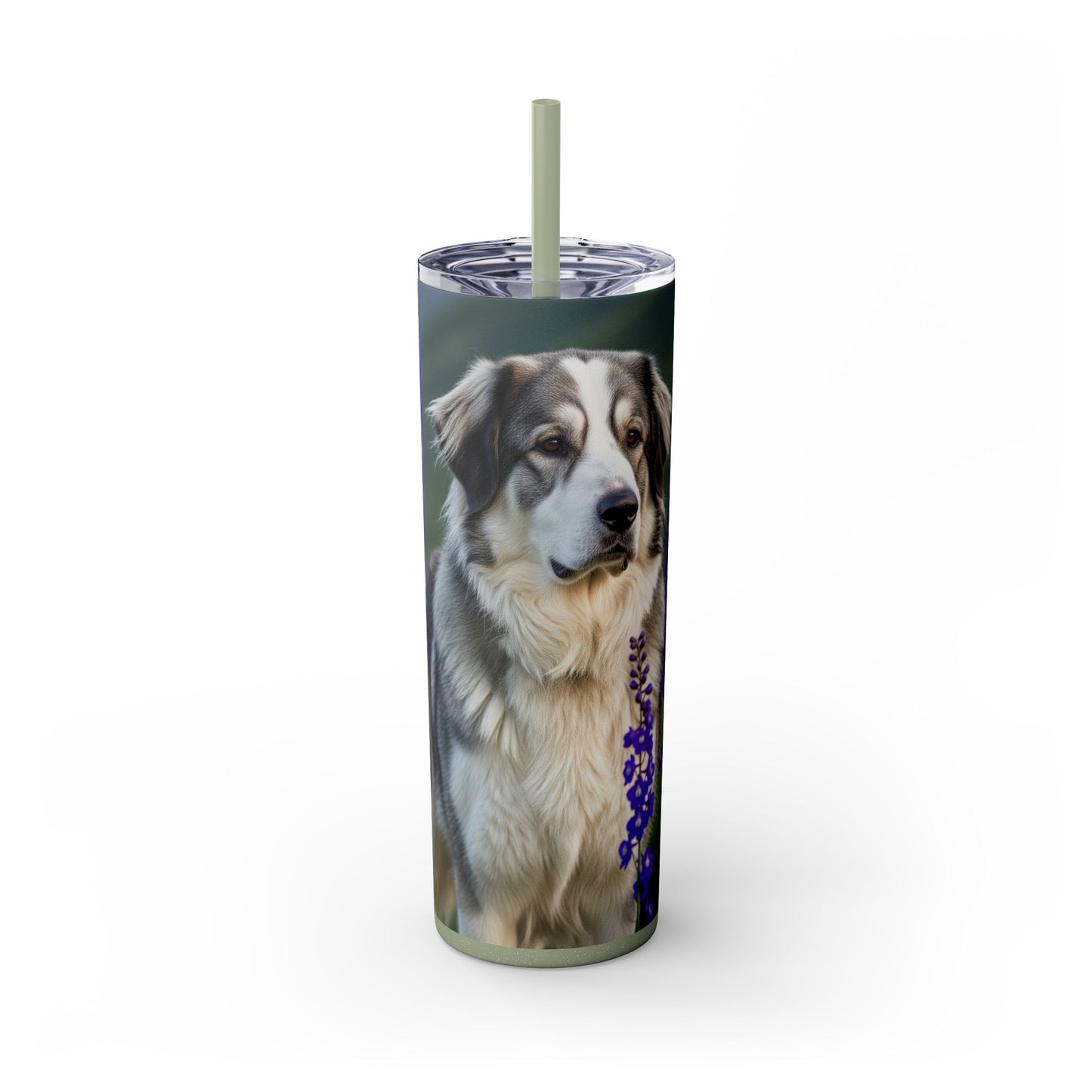 Tatra Shepherd Dog Skinny Tumbler with Straw, 20oz