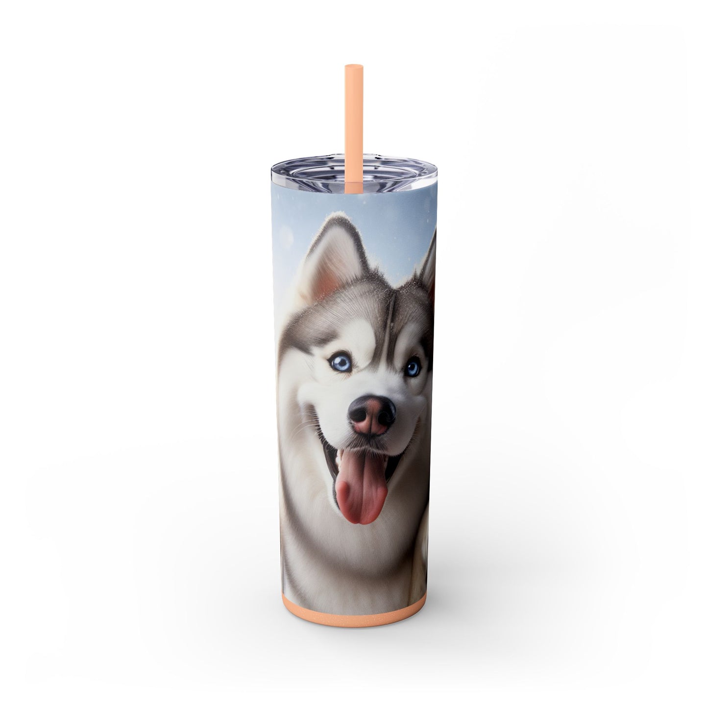 Siberian Husky Skinny Tumbler with Straw, 20oz