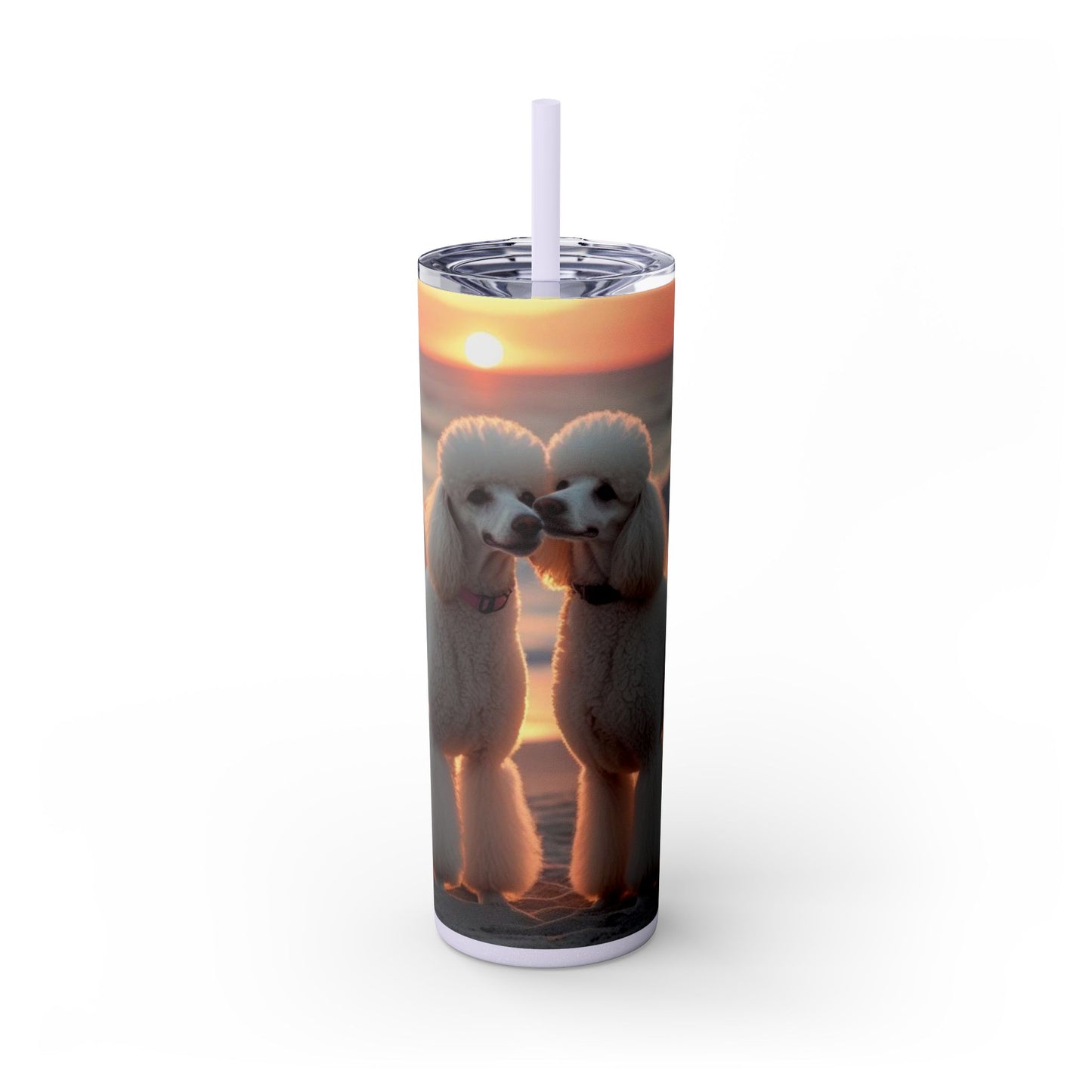 Poodle Love Skinny Tumbler with Straw, 20oz