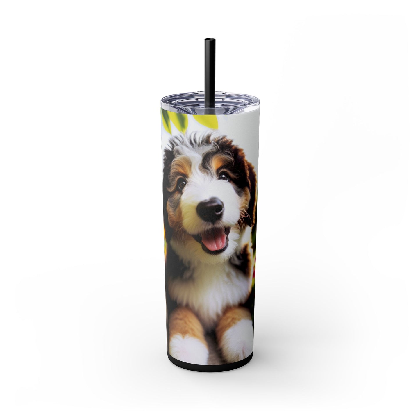Bernedoodle Skinny Tumbler with Straw, 20oz
