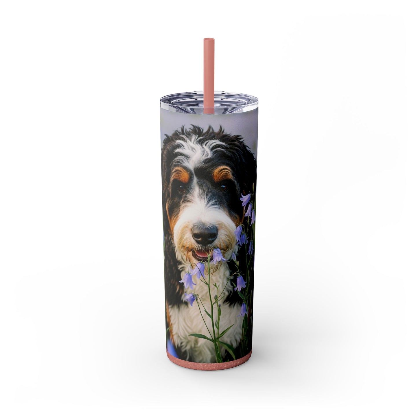 Bernedoodle Skinny Tumbler with Straw, 20oz