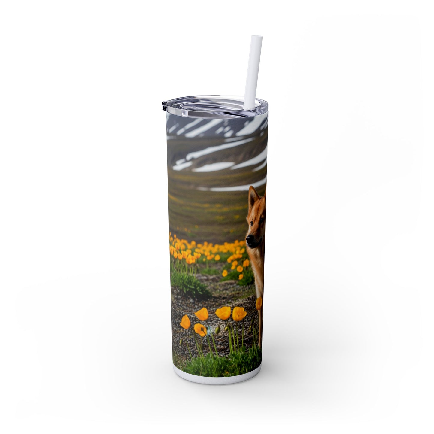 Norwegian Buhund Skinny Tumbler with Straw, 20oz