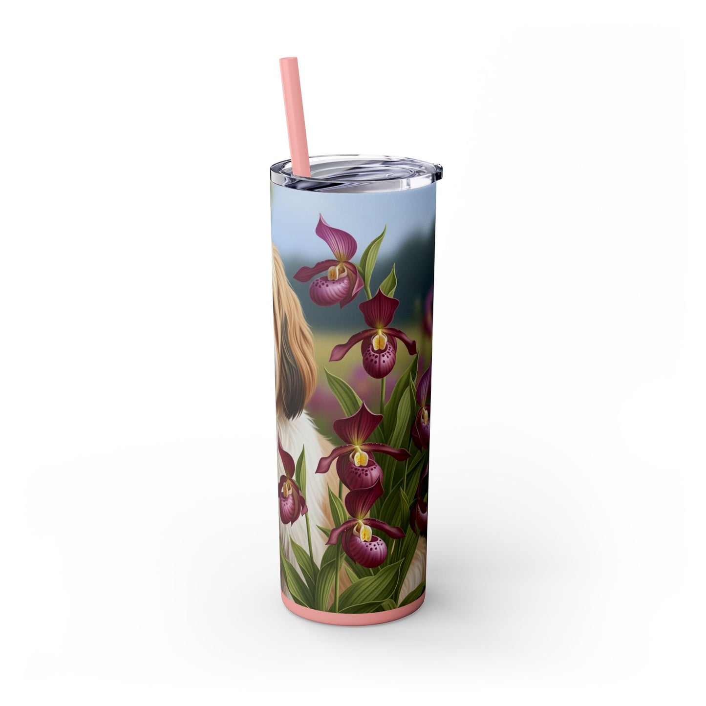 Lhasa Apso Skinny Tumbler with Straw, 20oz