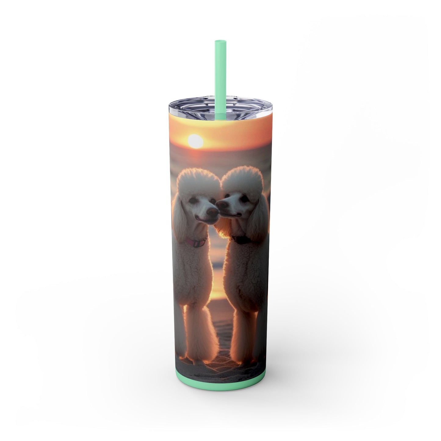 Poodle Love Skinny Tumbler with Straw, 20oz