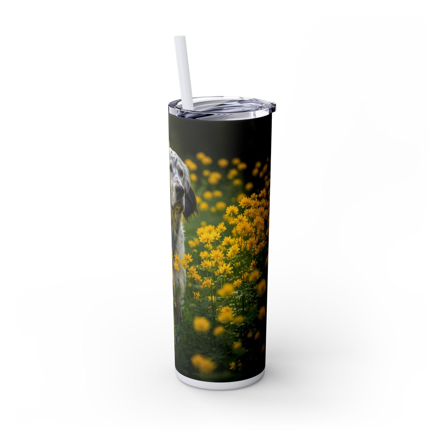 English Setter Skinny Tumbler with Straw, 20oz