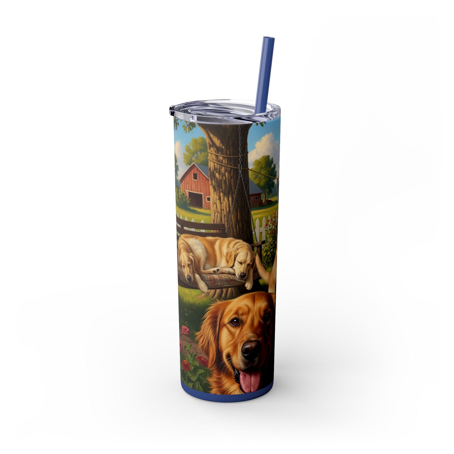 Golden Retriever Skinny Tumbler with Straw, 20oz