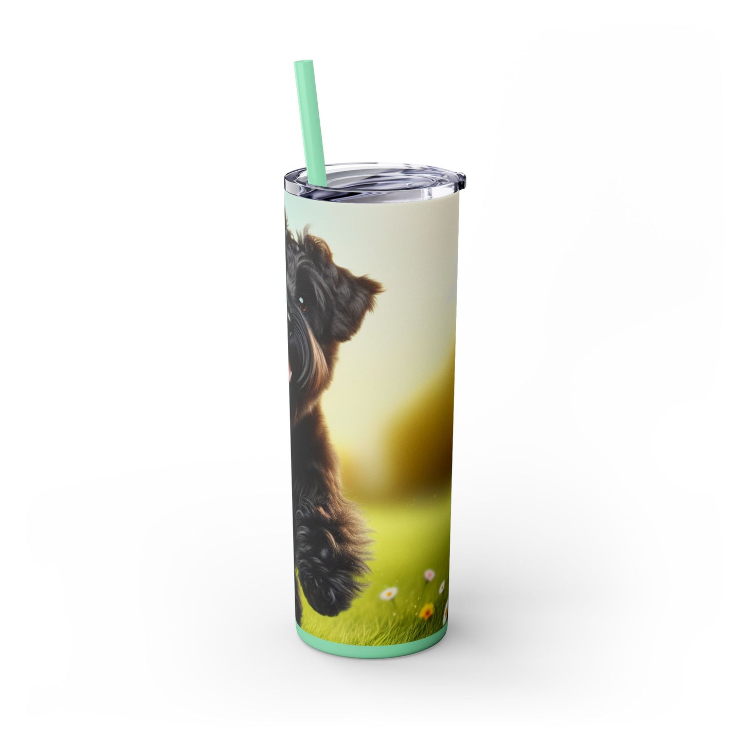 Russian Black Terrier Skinny Tumbler with Straw, 20oz