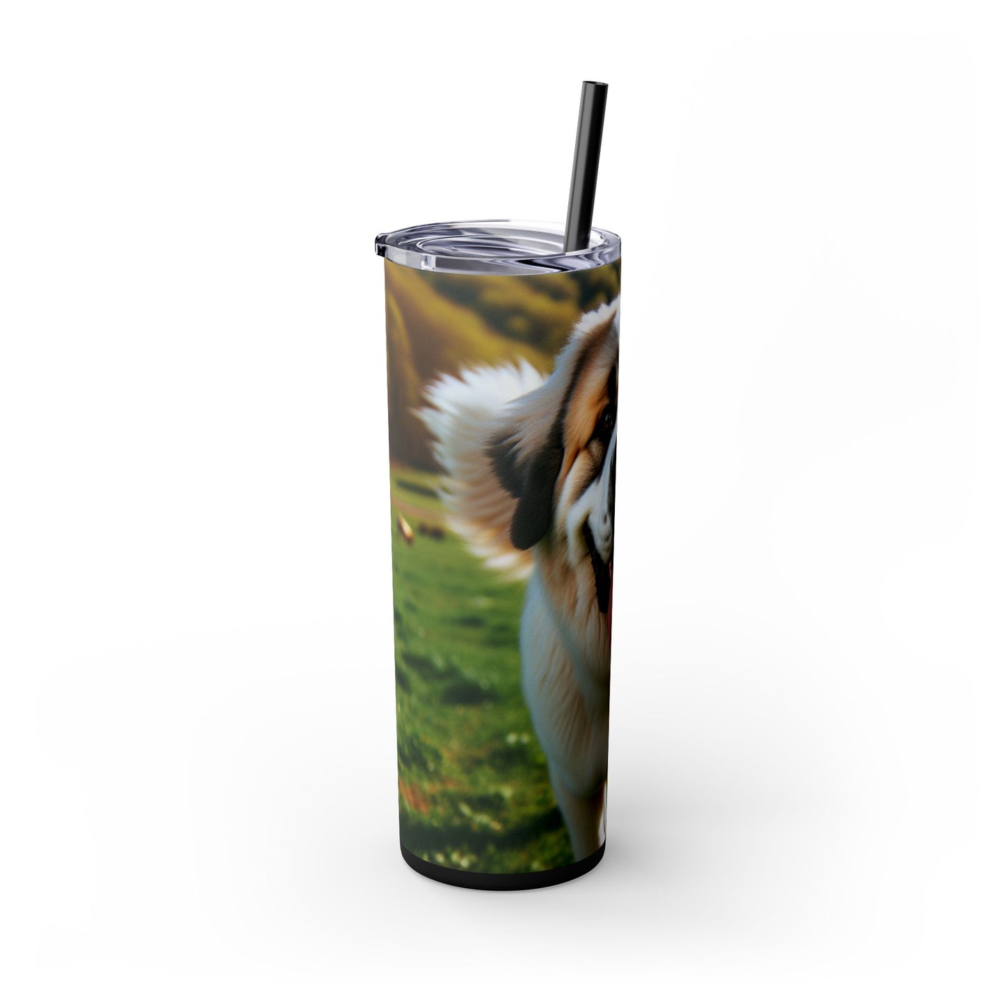 Pyrenean Mastiff Skinny Tumbler with Straw, 20oz