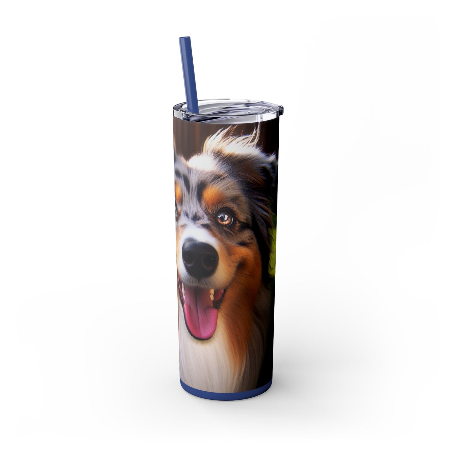 Australian Shepherd Skinny Tumbler with Straw, 20oz