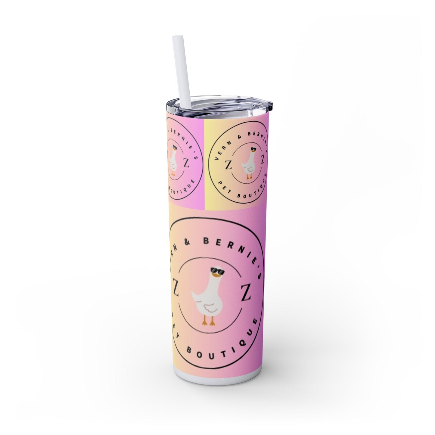 Vern and Bernie's Skinny Tumbler with Straw, 20oz