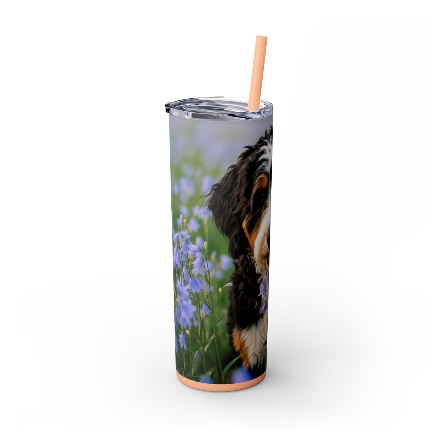 Bernedoodle Skinny Tumbler with Straw, 20oz