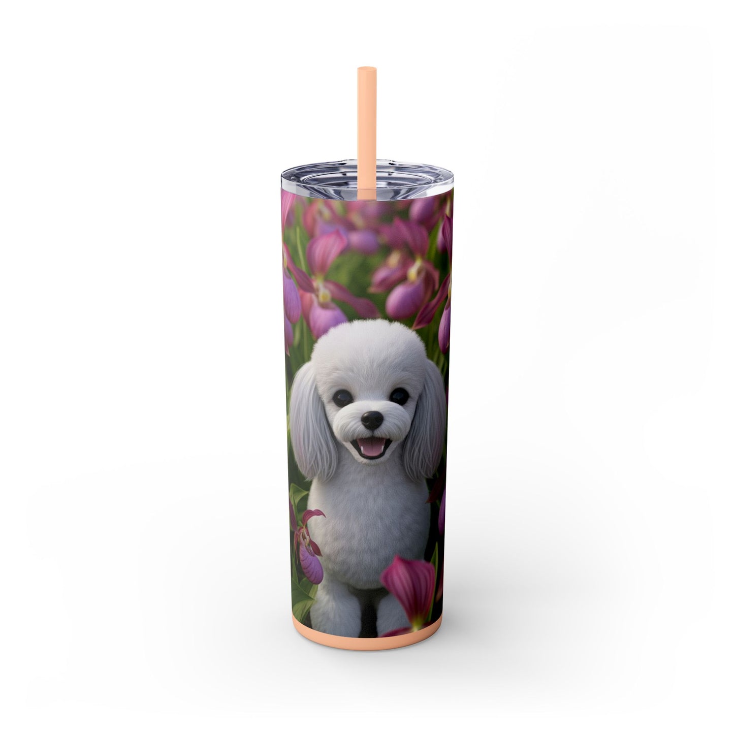 Toy Poodle Skinny Tumbler with Straw, 20oz