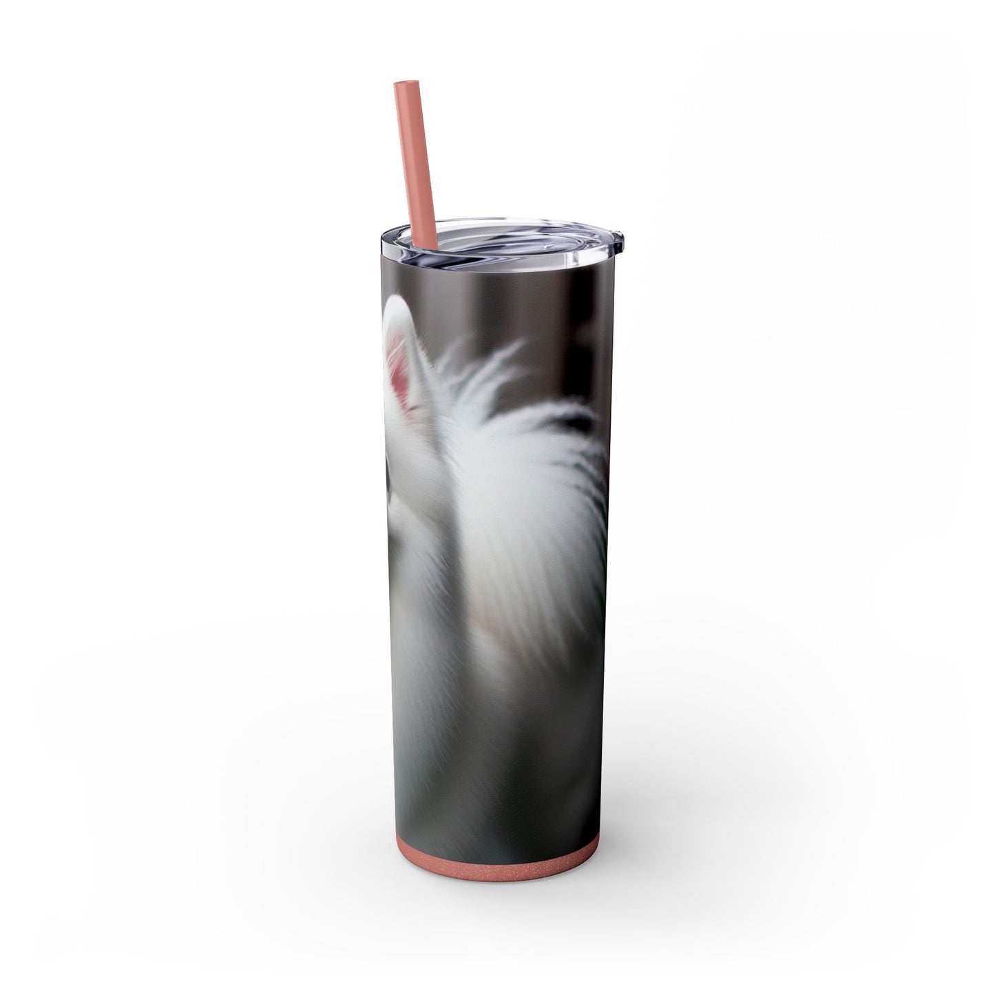 American Eskimo Dog Skinny Tumbler with Straw, 20oz