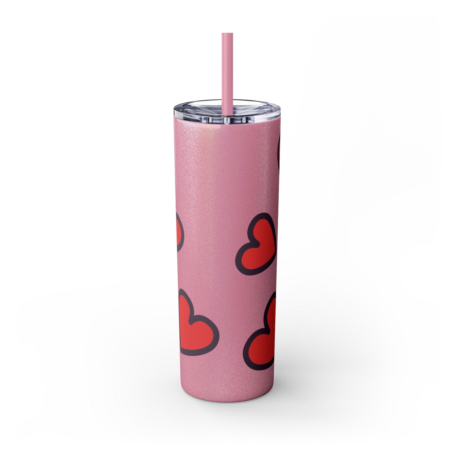 Hearts Skinny Tumbler with Straw, 20oz