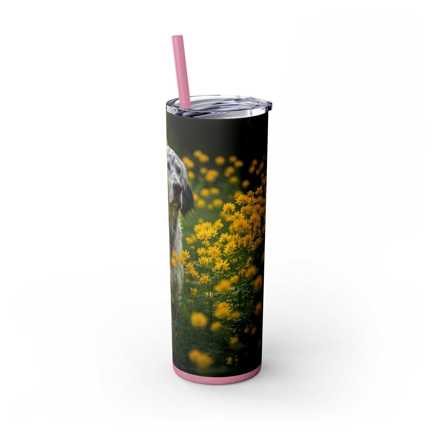English Setter Skinny Tumbler with Straw, 20oz
