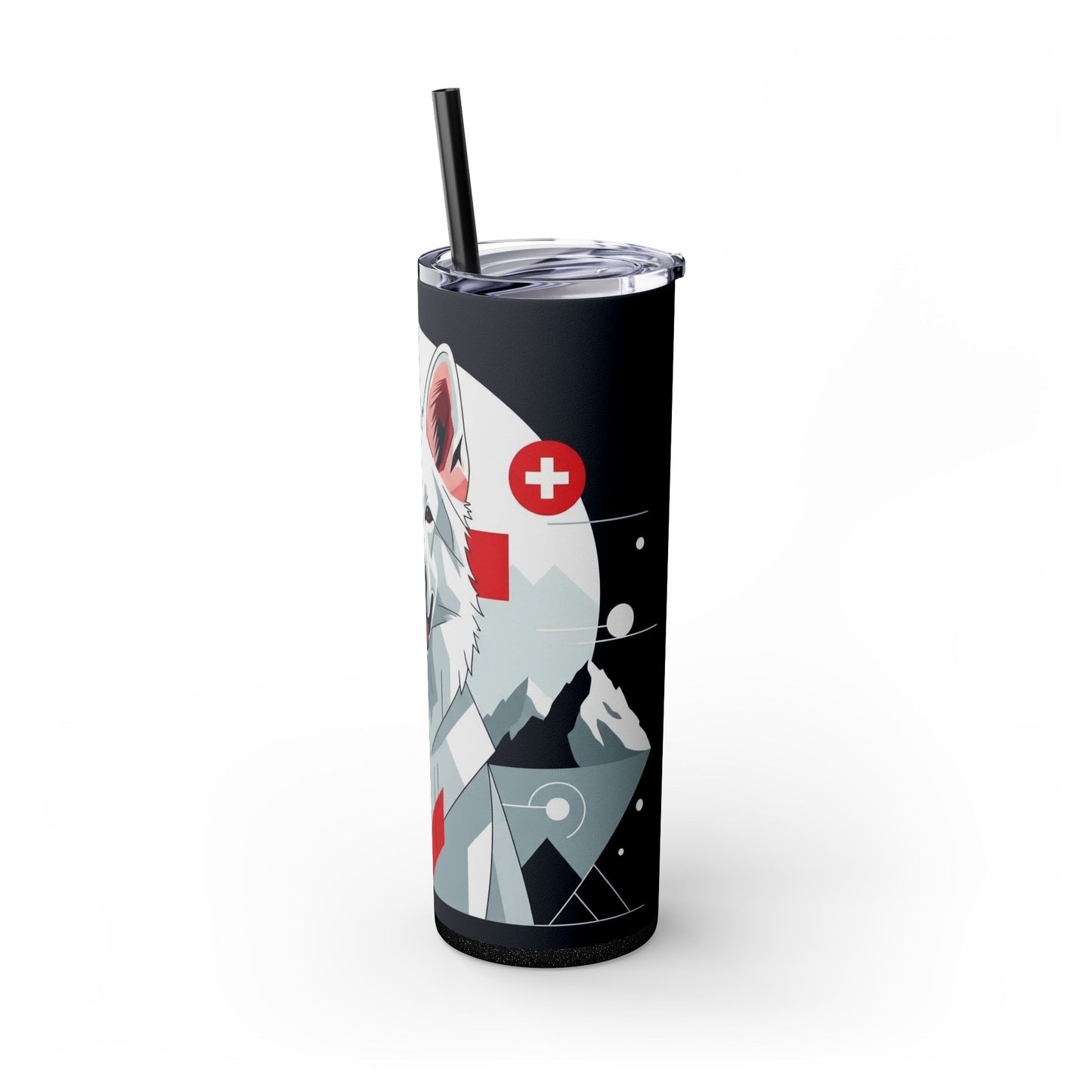 White Swiss Shepherd Dog Skinny Tumbler with Straw, 20oz