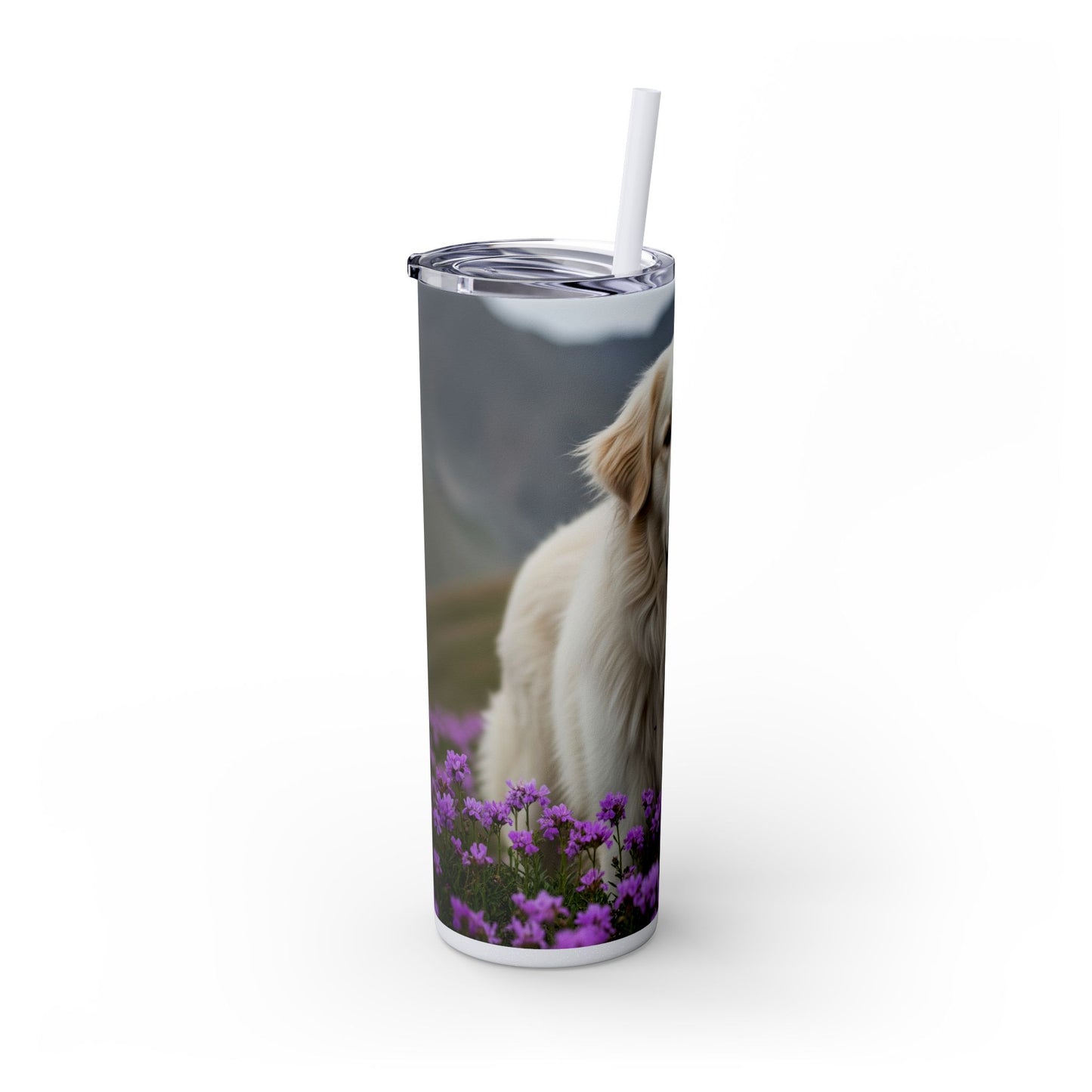 Pyrenean Mountain Dog Skinny Tumbler with Straw, 20oz
