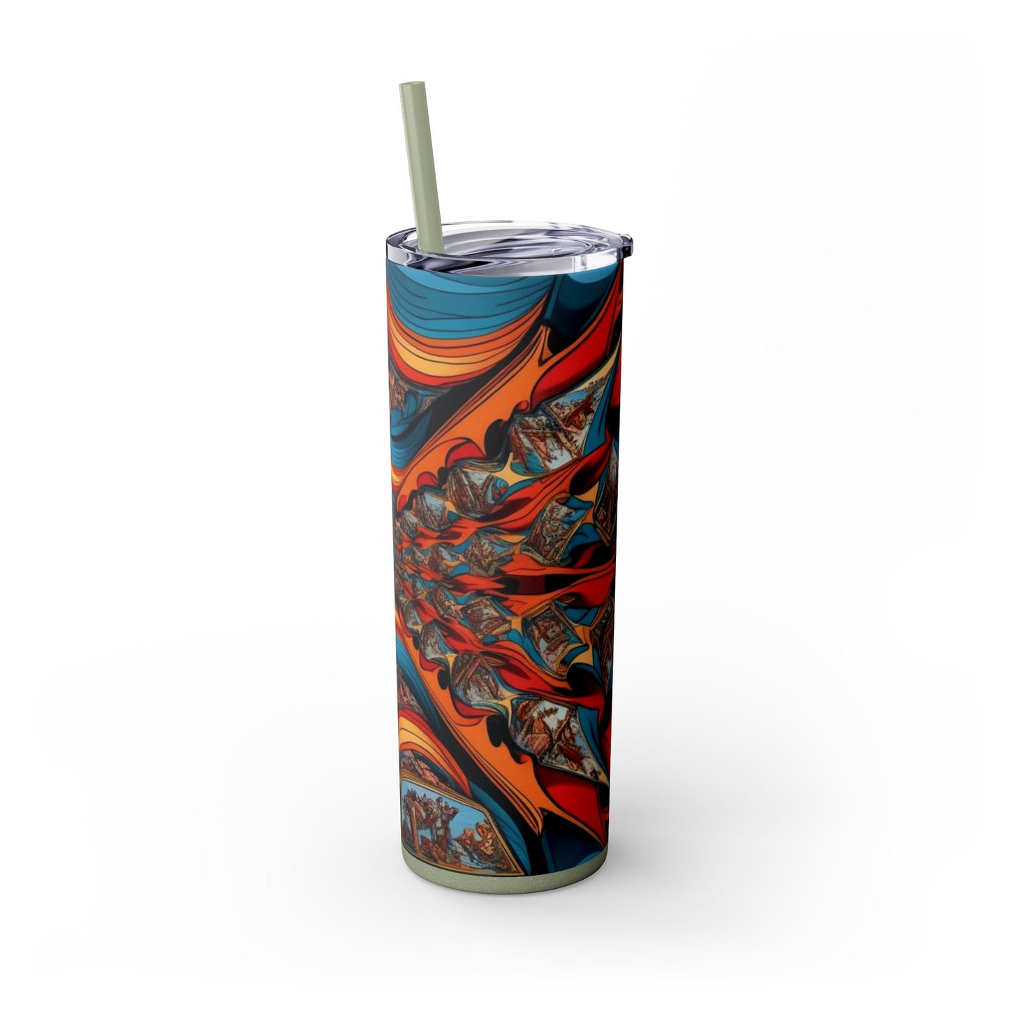 Optical Illusion Skinny Tumbler with Straw, 20oz