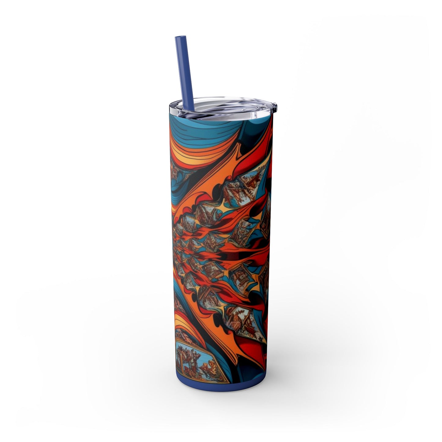 Optical Illusion Skinny Tumbler with Straw, 20oz