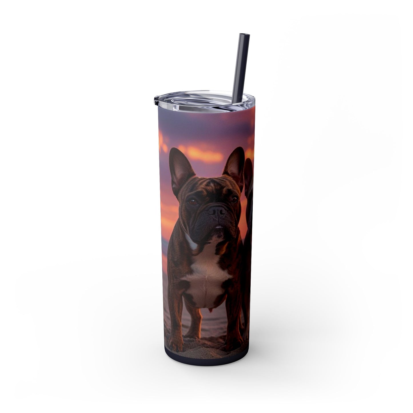 French Bulldog Love Skinny Tumbler with Straw, 20oz