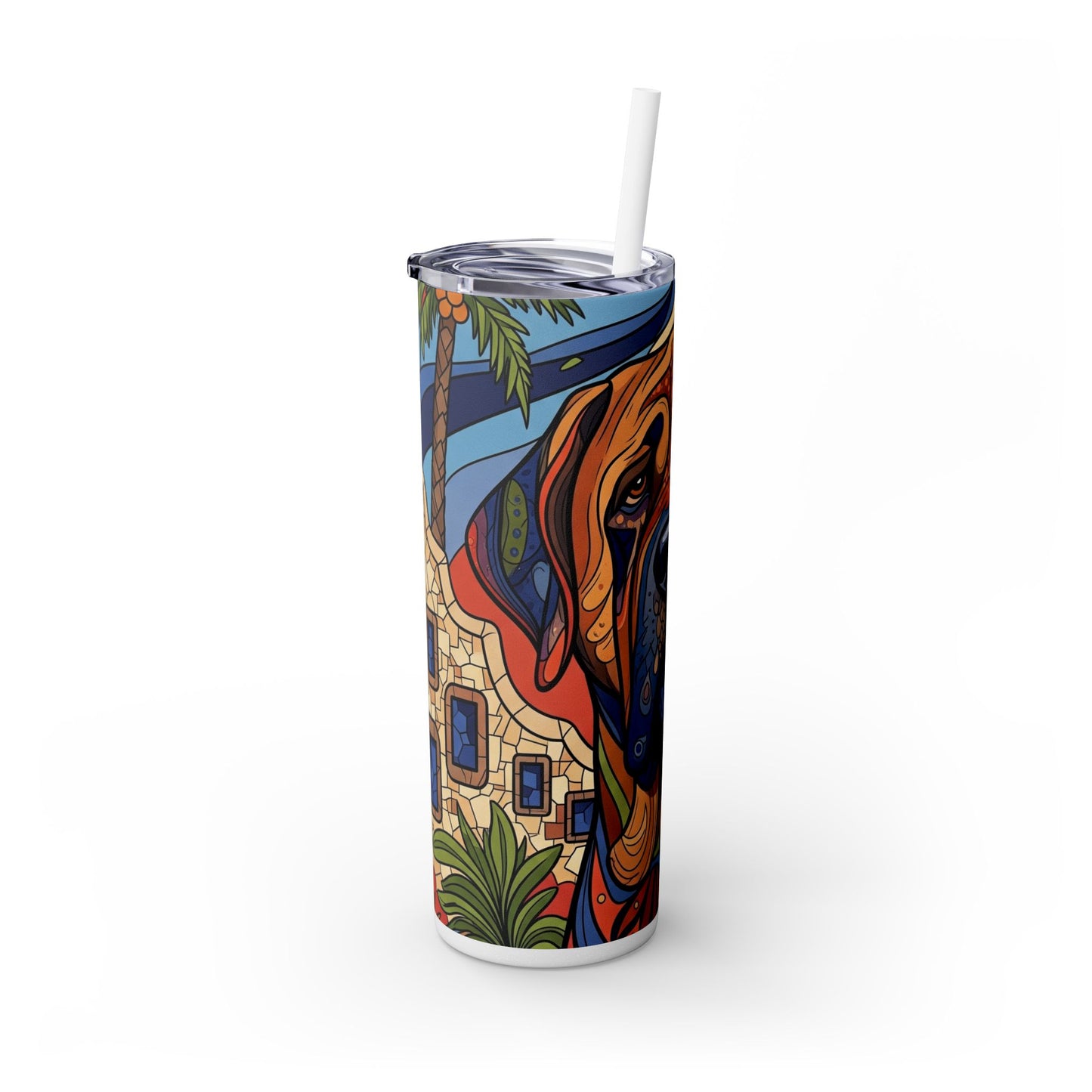 Spanish Mastiff Skinny Tumbler with Straw, 20oz