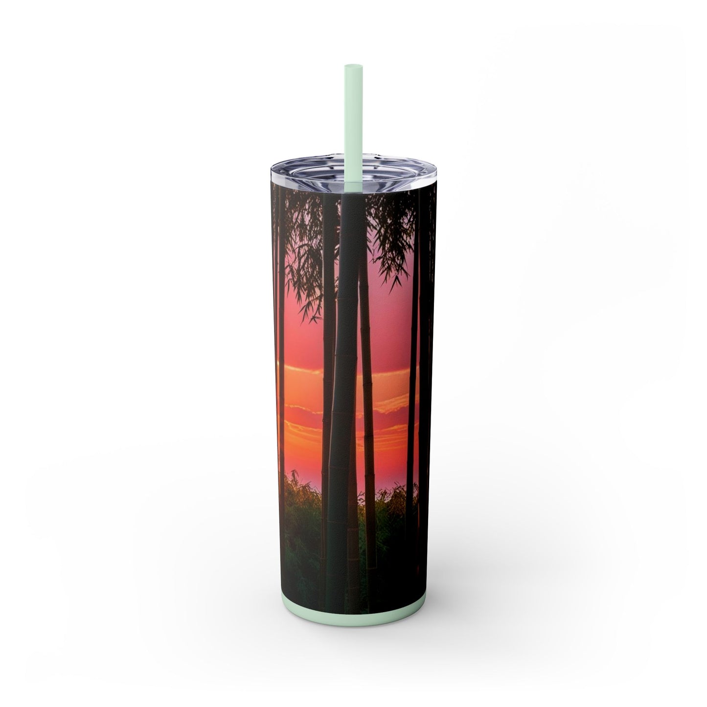 Bamboo Forest Sunrise Skinny Tumbler with Straw, 20oz