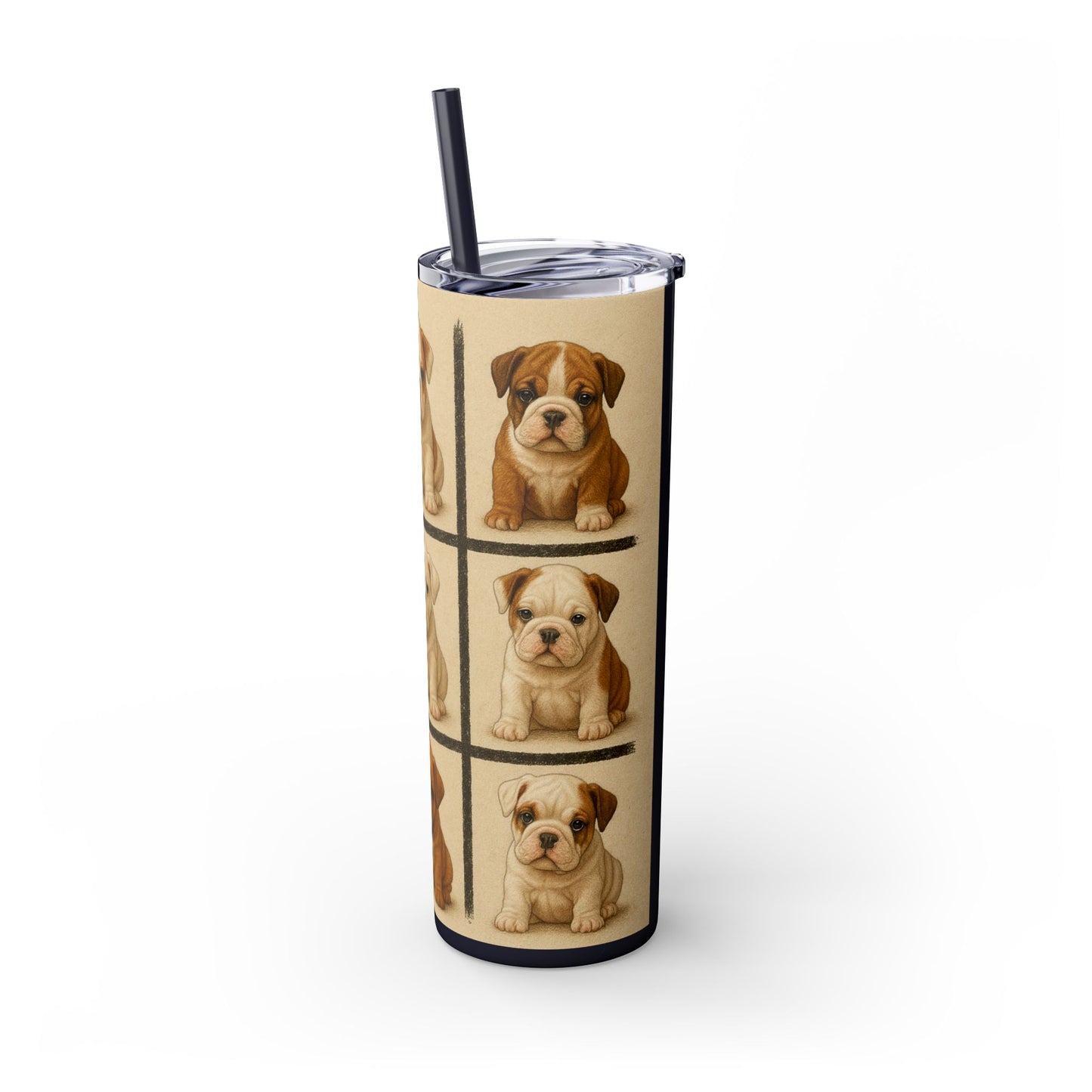 Bulldog puppies Tumbler with Straw, 20oz