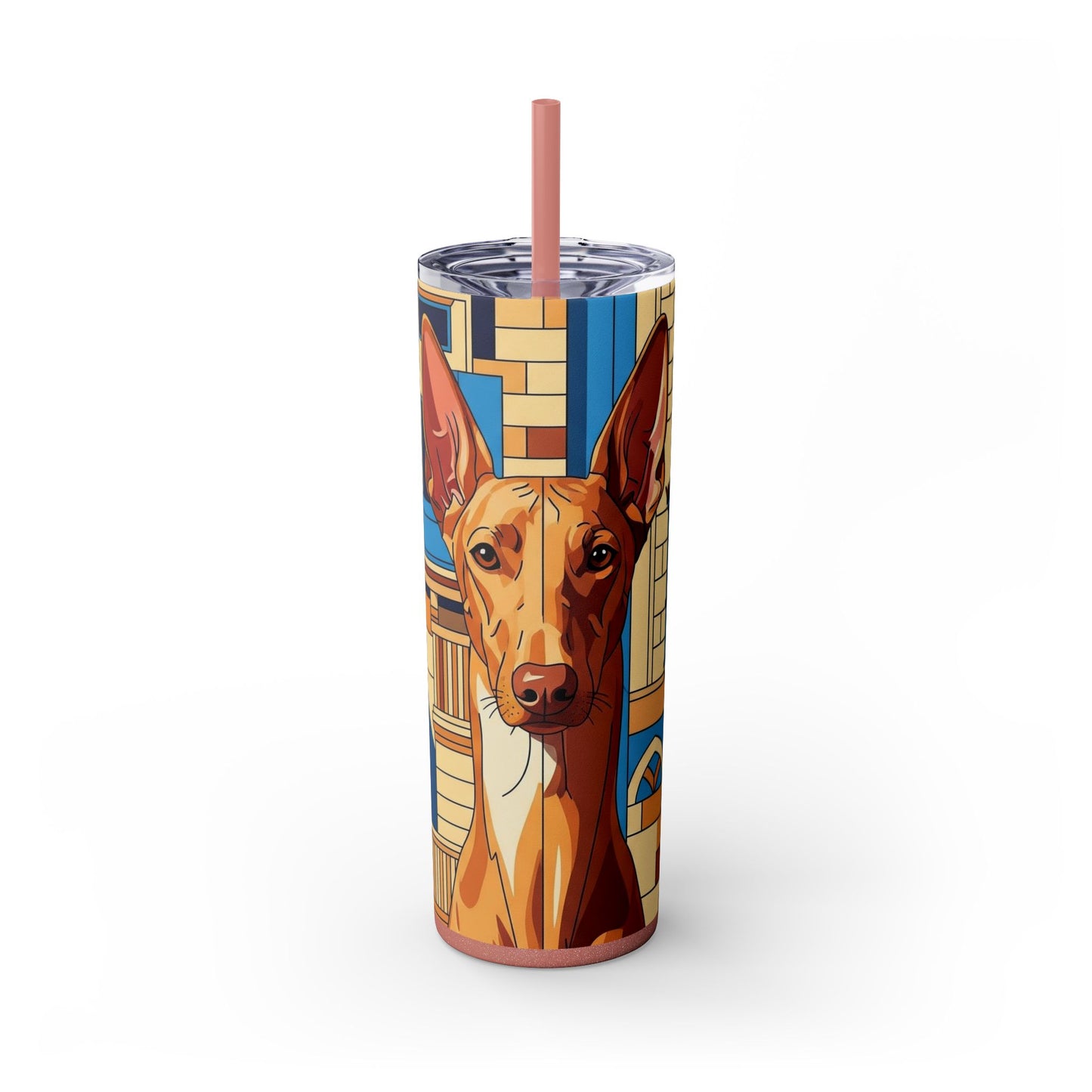 Pharaoh Hound Skinny Tumbler with Straw, 20oz