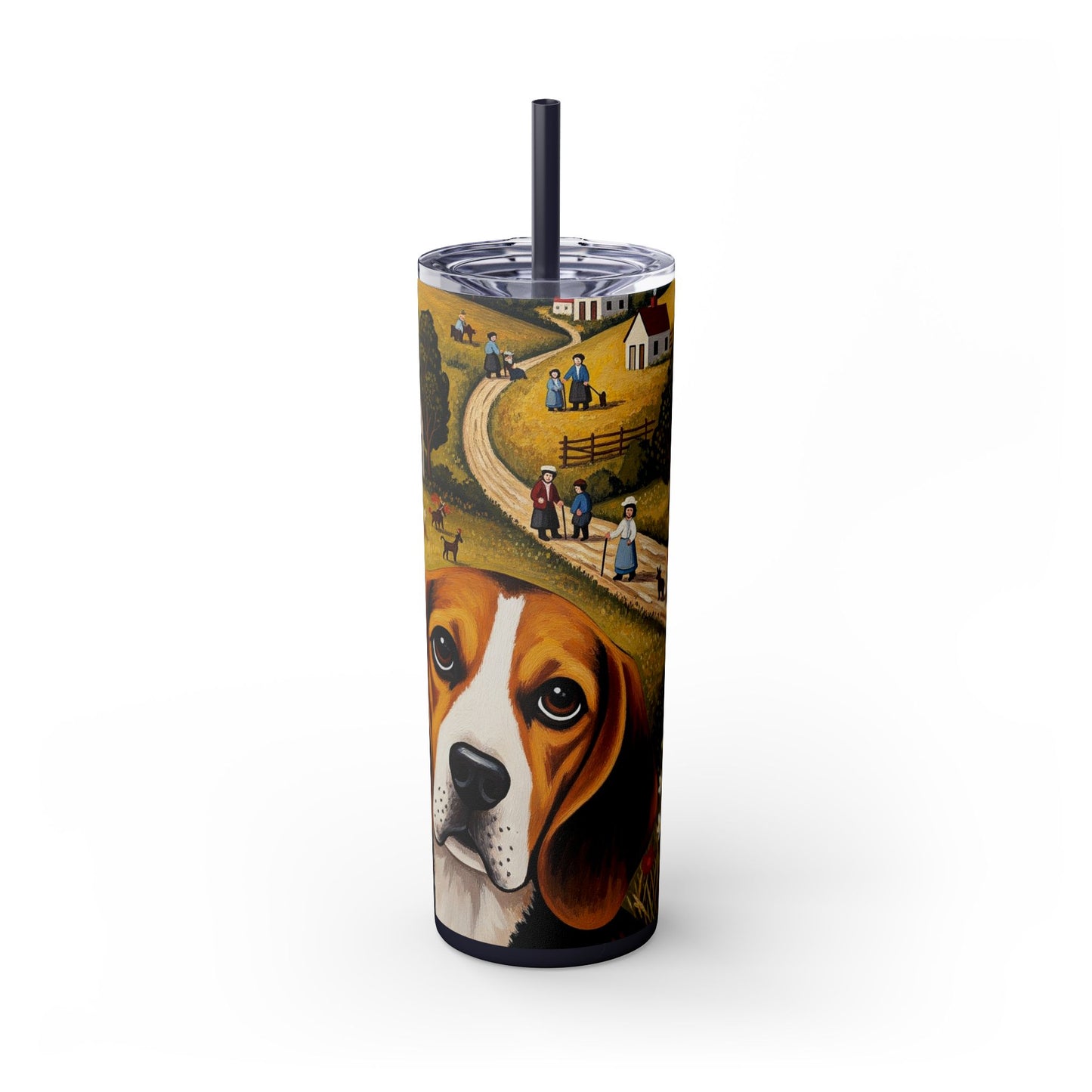 Beagle Skinny Tumbler with Straw, 20oz