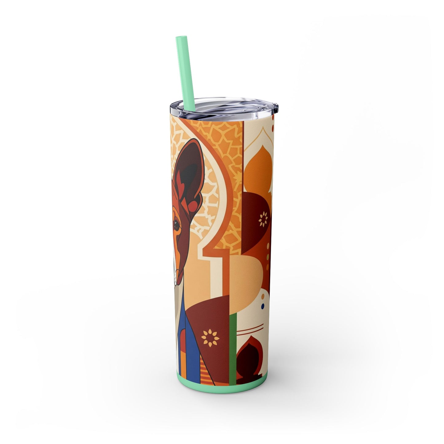 Basenji Skinny Tumbler with Straw, 20oz
