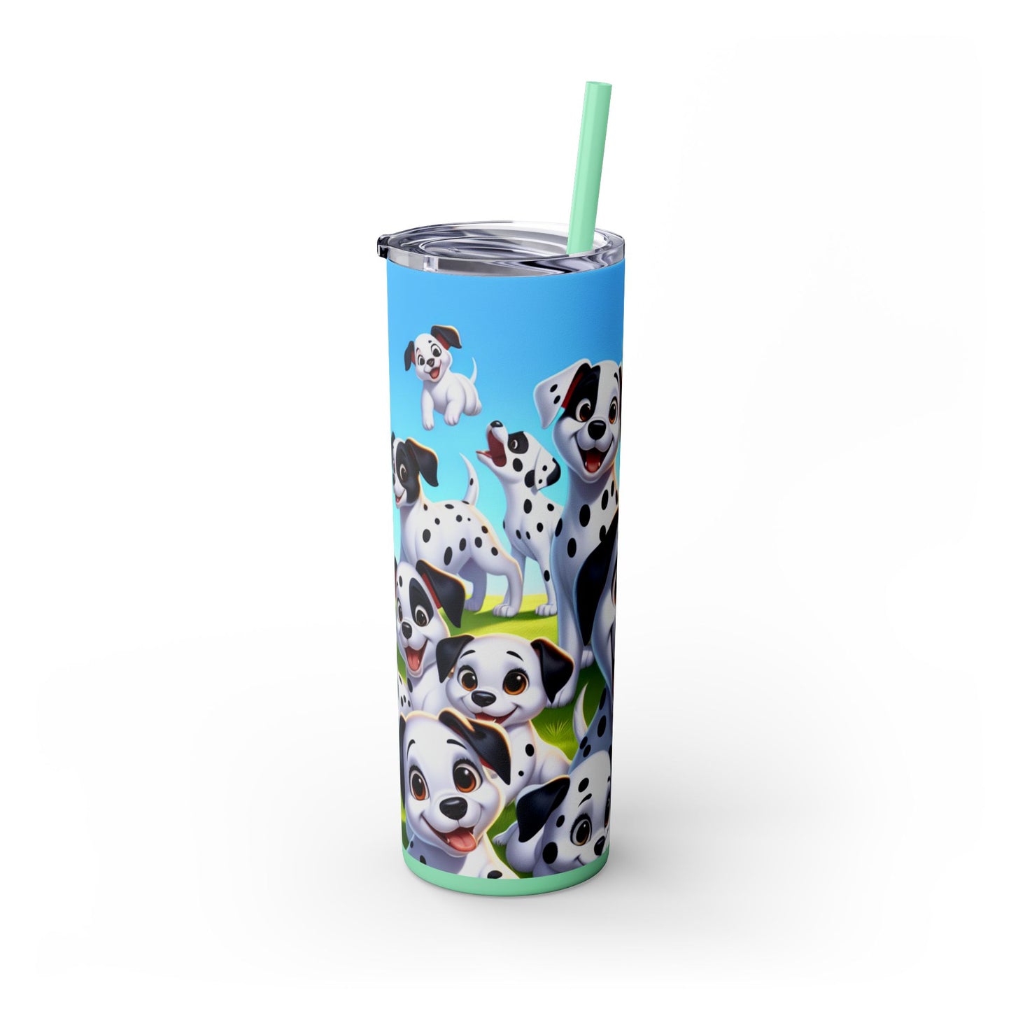 Dalmatian Skinny Tumbler with Straw, 20oz