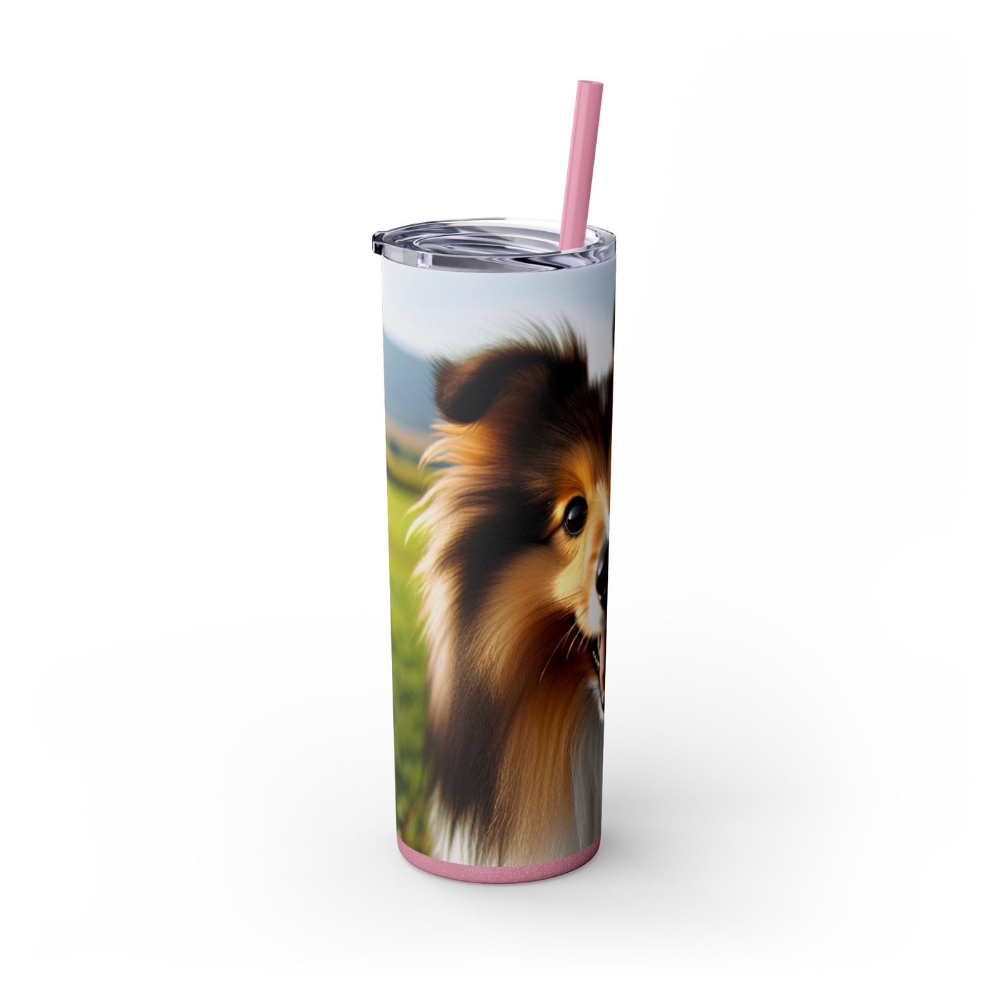 Shetland Sheepdog Skinny Tumbler with Straw, 20oz