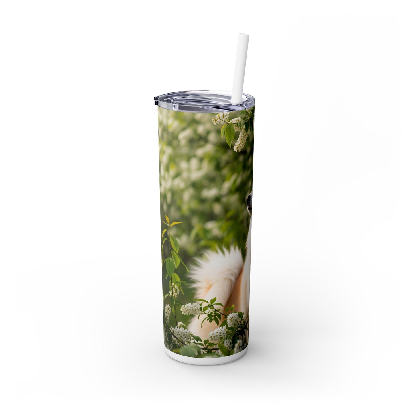 Finnish Spitz Skinny Tumbler with Straw, 20oz