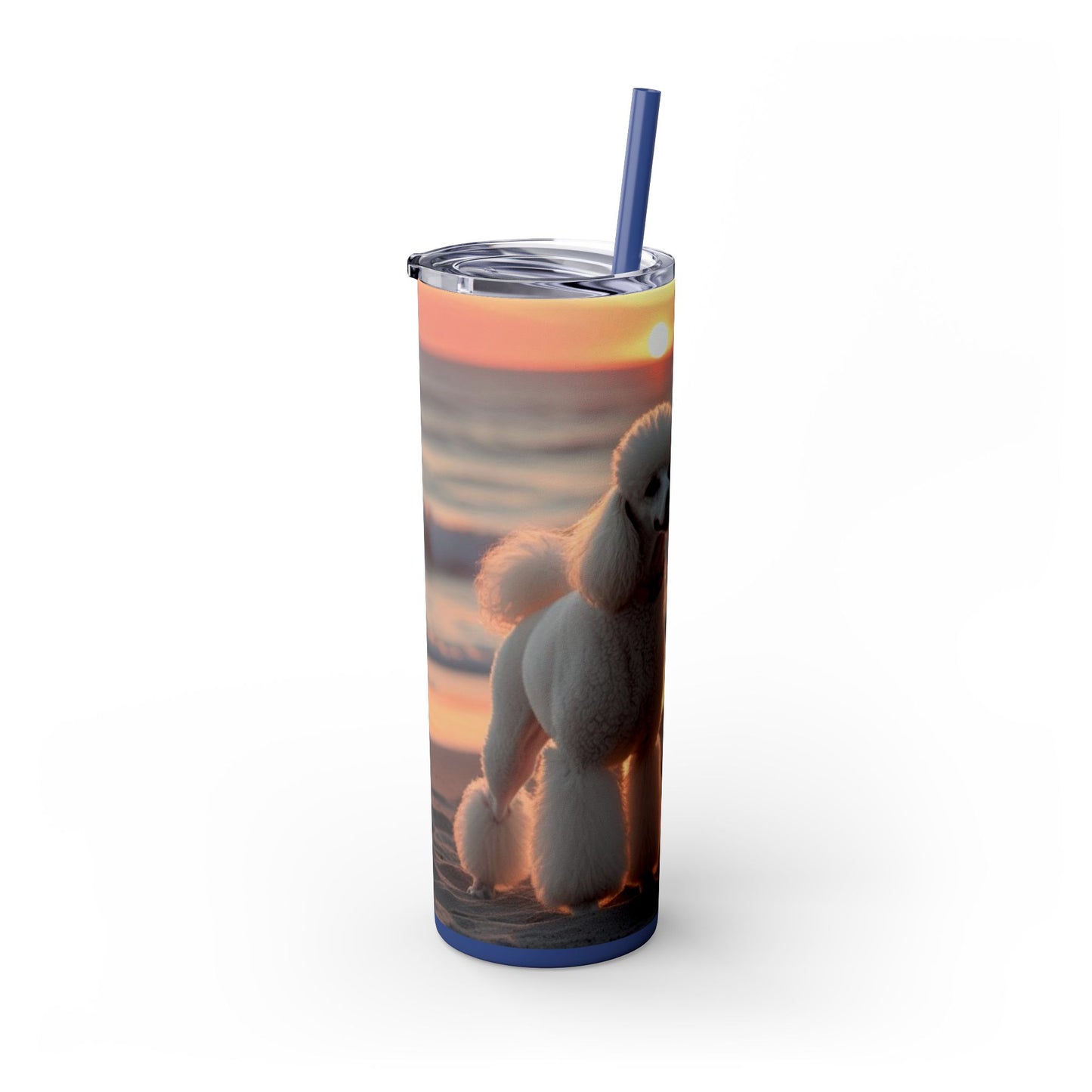 Poodle Love Skinny Tumbler with Straw, 20oz
