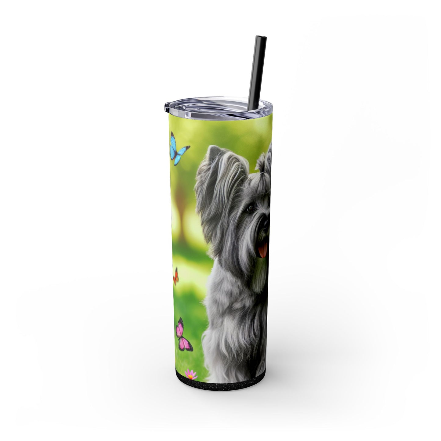 Skye Terrier Skinny Tumbler with Straw, 20oz