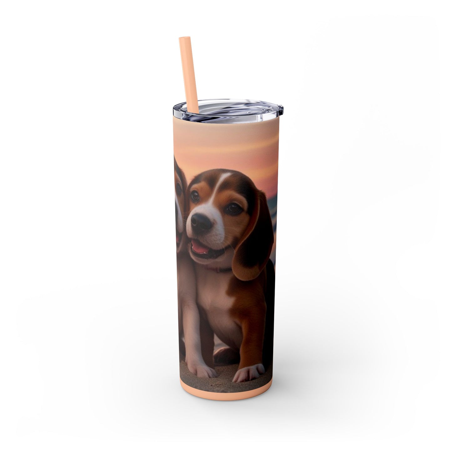 Beagle Love Skinny Tumbler with Straw, 20oz