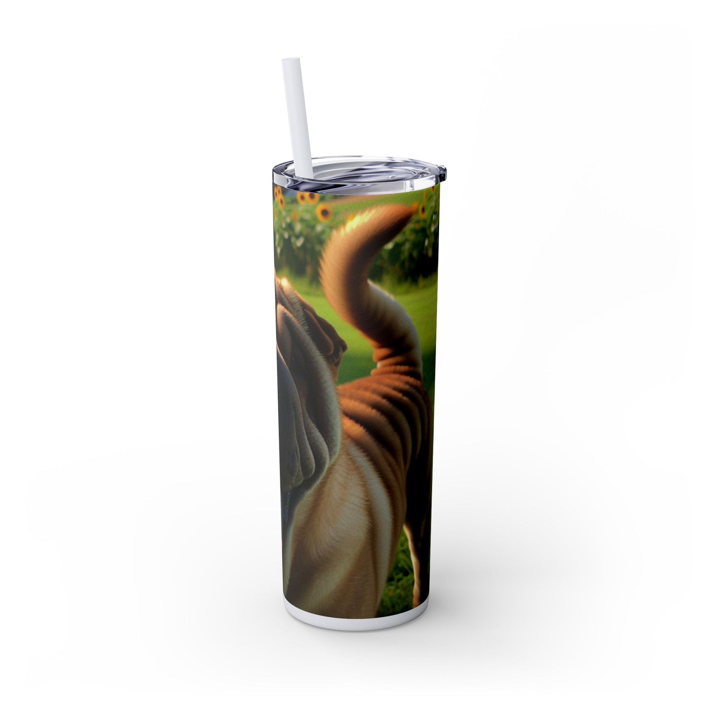 Shar Pei Skinny Tumbler with Straw, 20oz