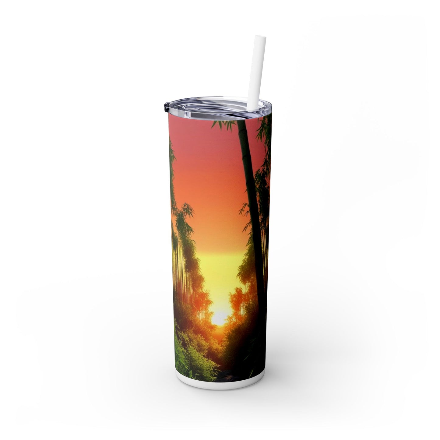 Bamboo Forest Sunrise Skinny Tumbler with Straw, 20oz