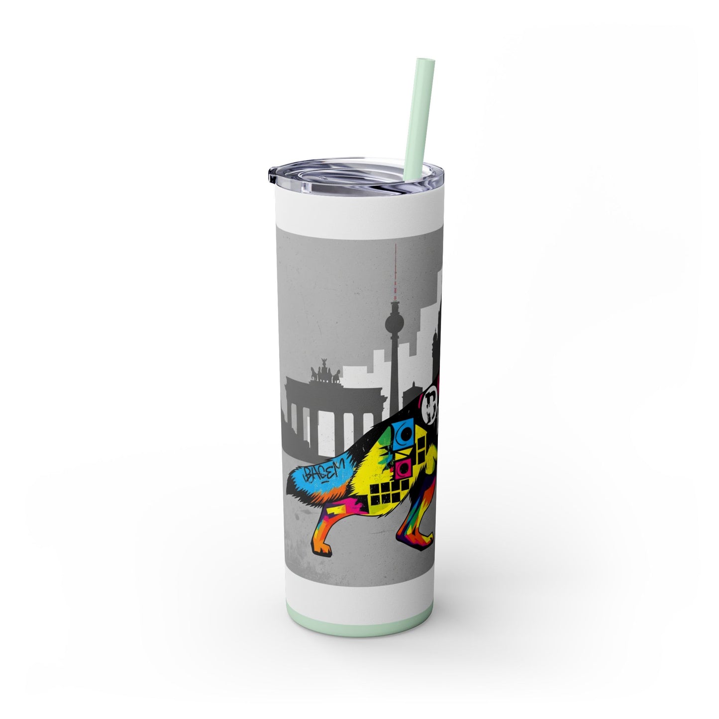 German Shepherd Skinny Tumbler with Straw, 20oz