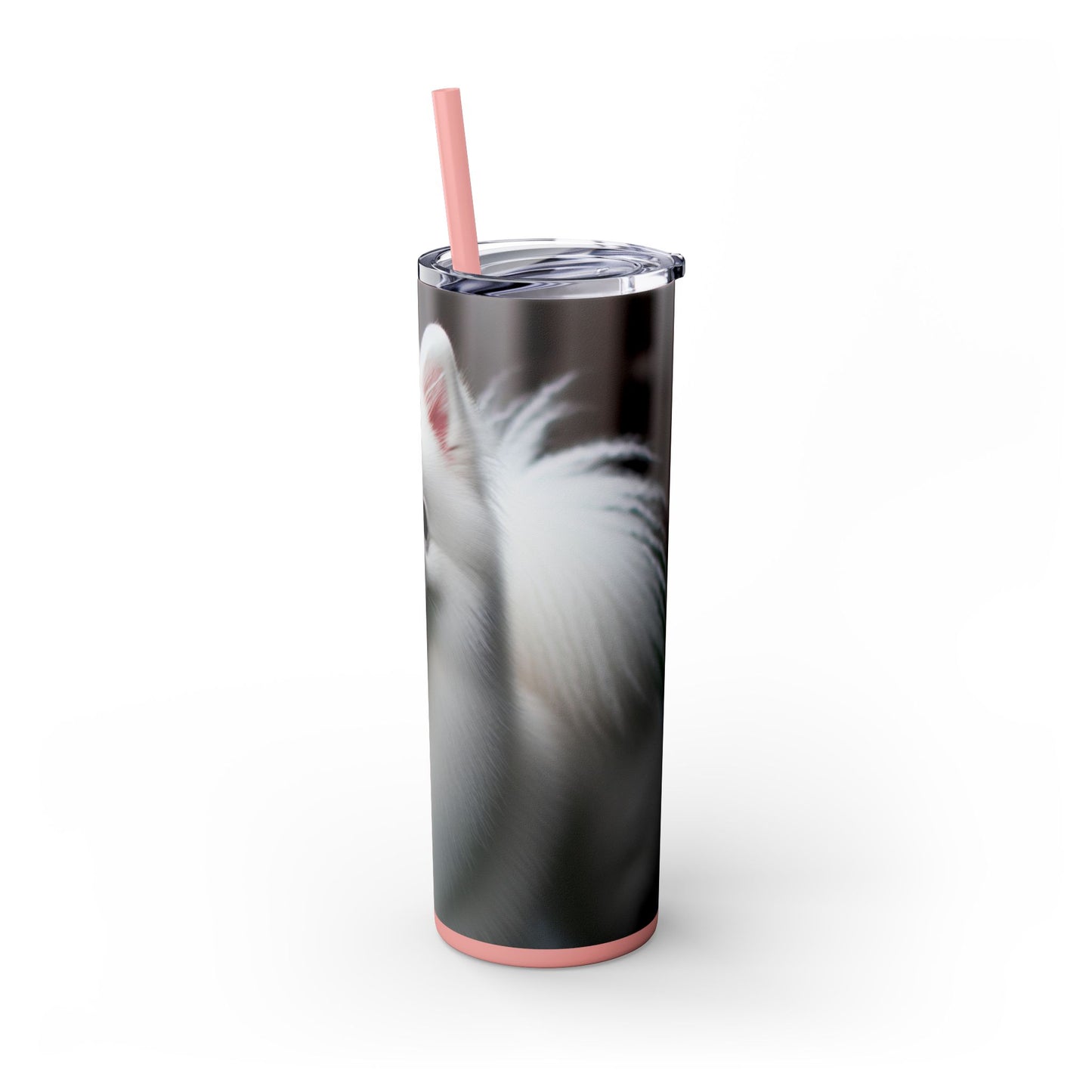 American Eskimo Dog Skinny Tumbler with Straw, 20oz