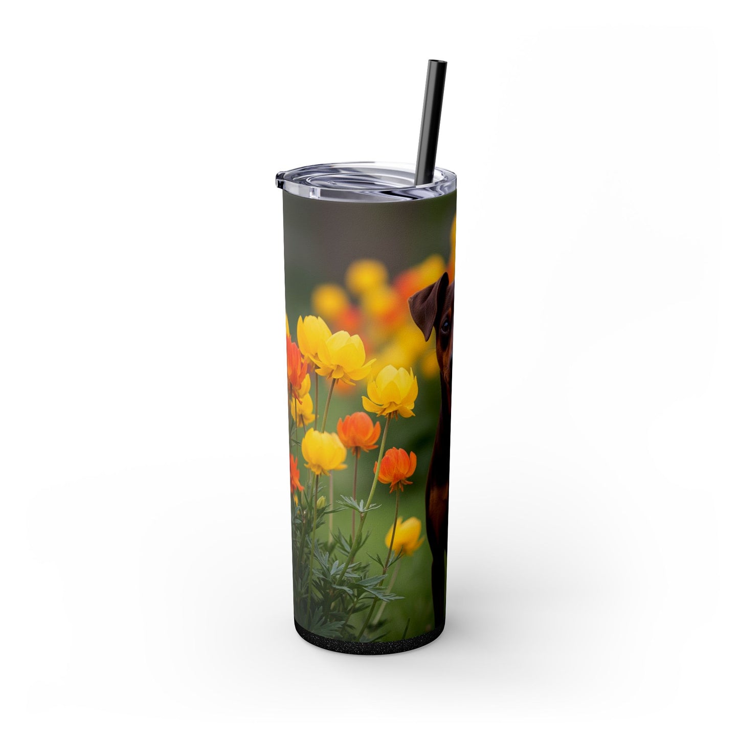 Miniature Pinscher Skinny Tumbler with Straw, 20oz