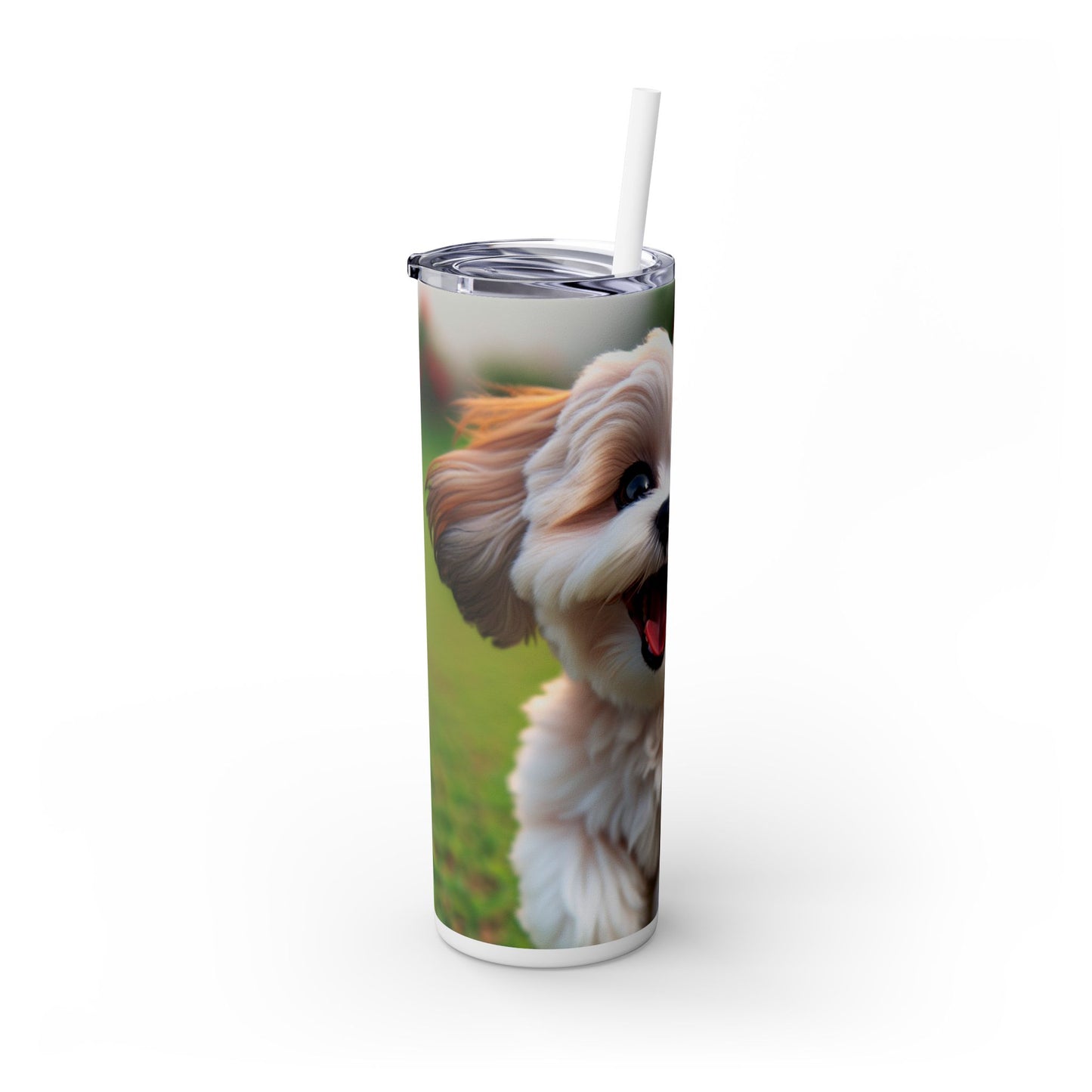Shih-poo Skinny Tumbler with Straw, 20oz