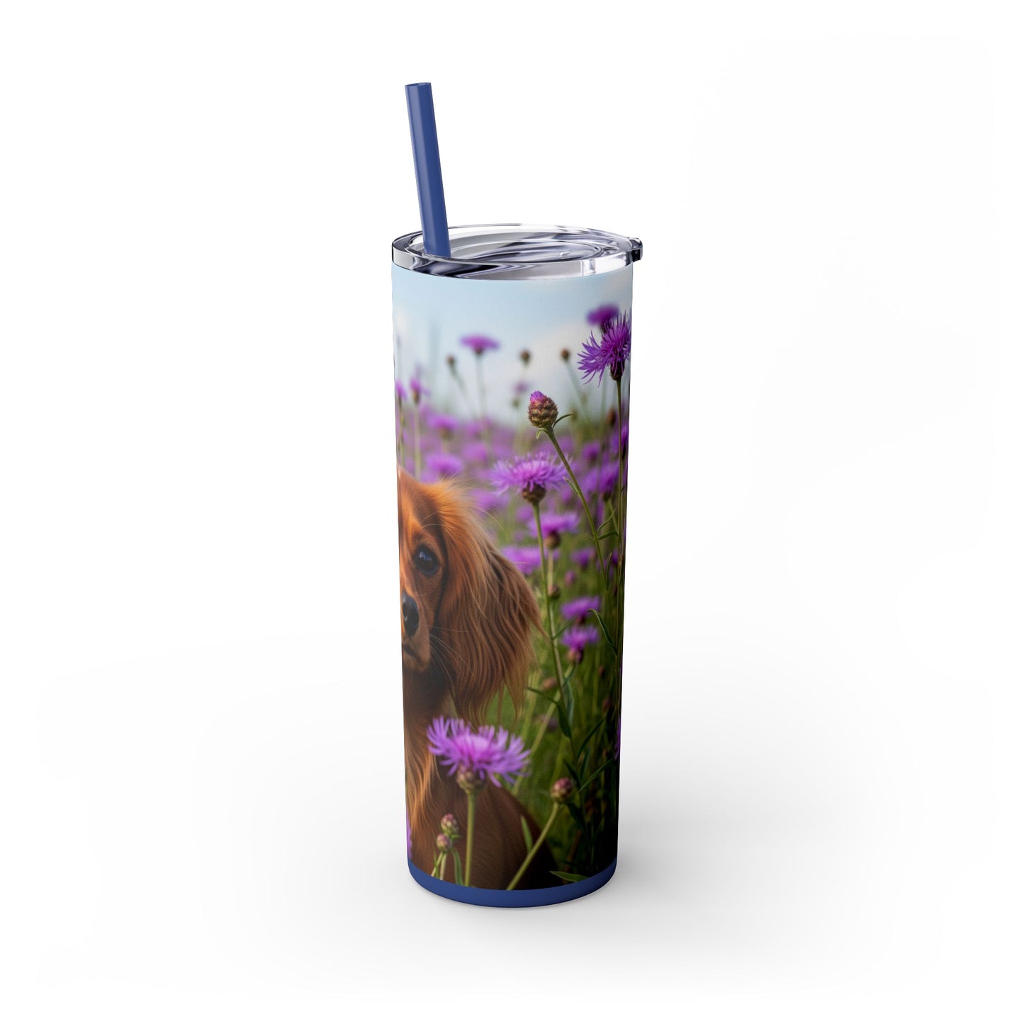 English Toy Spaniel Skinny Tumbler with Straw, 20oz