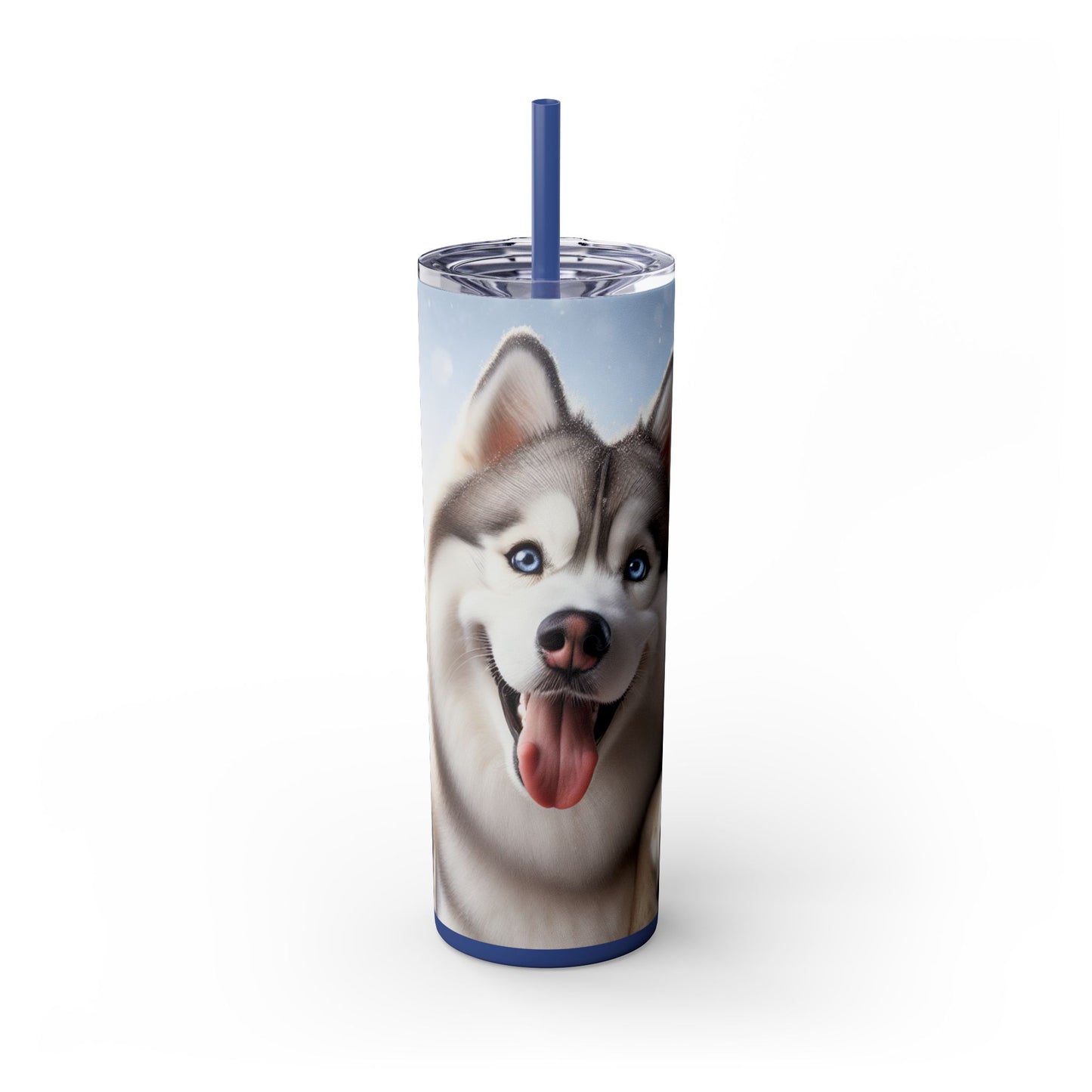 Siberian Husky Skinny Tumbler with Straw, 20oz