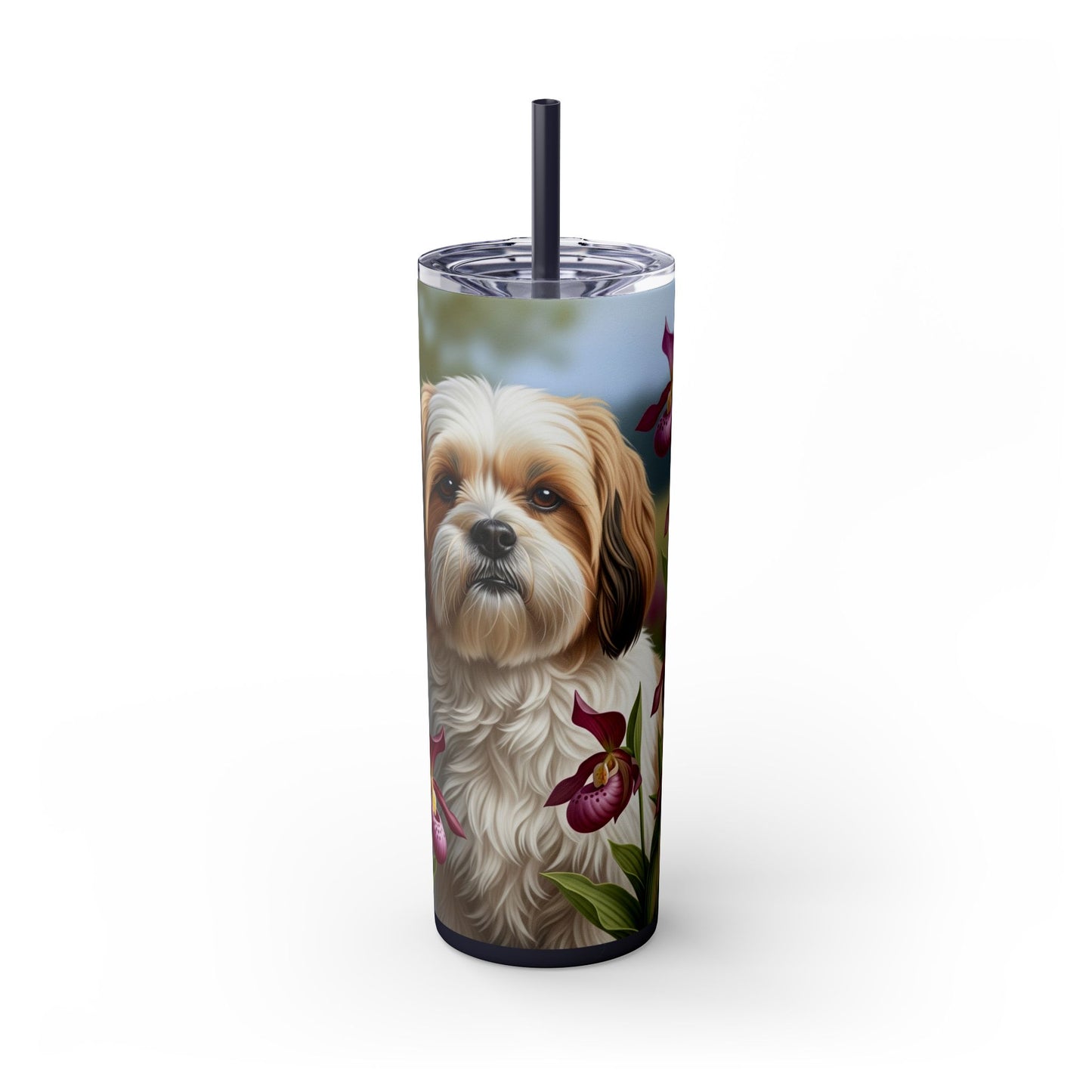 Lhasa Apso Skinny Tumbler with Straw, 20oz