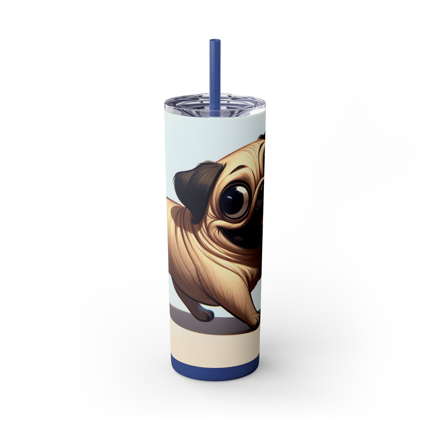 Pug Skinny Tumbler with Straw, 20oz