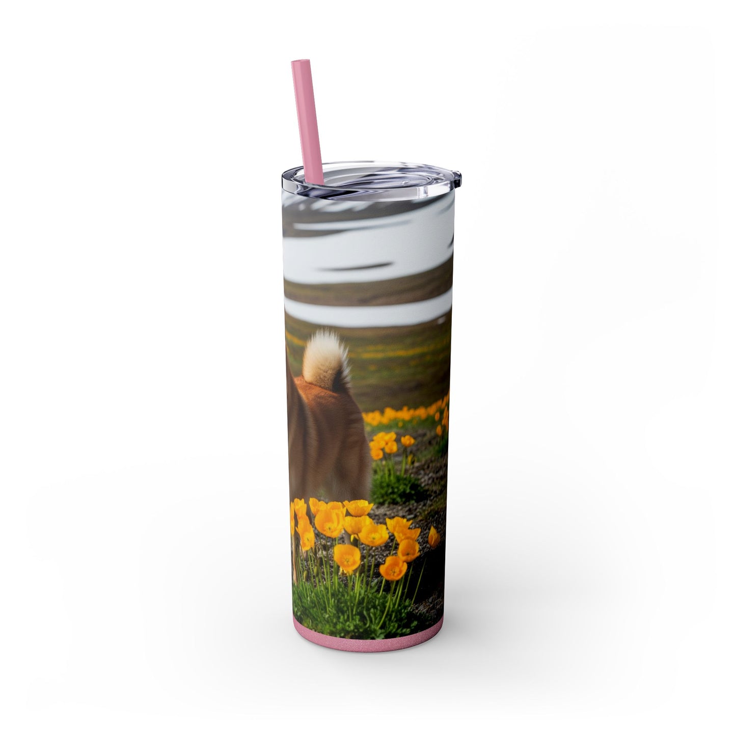 Norwegian Buhund Skinny Tumbler with Straw, 20oz