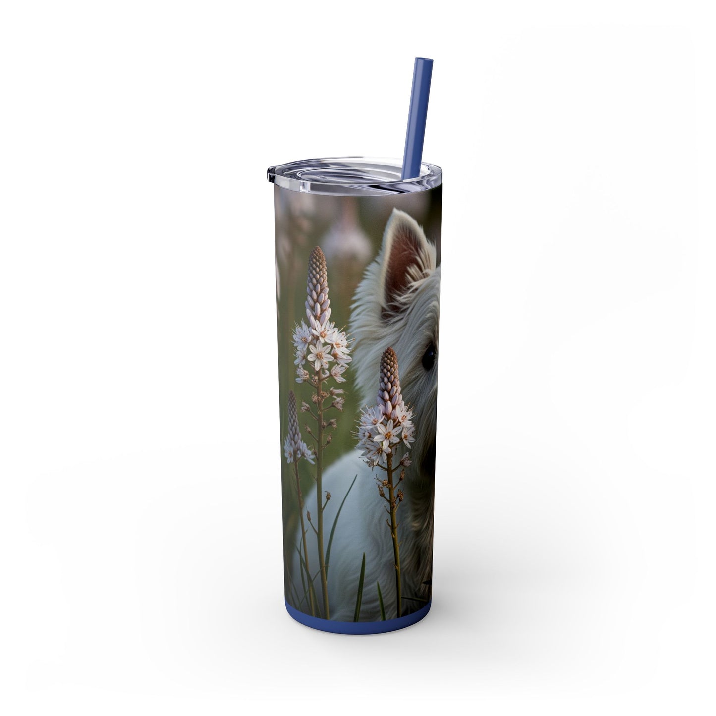 West Highland White Terrier Skinny Tumbler with Straw, 20oz
