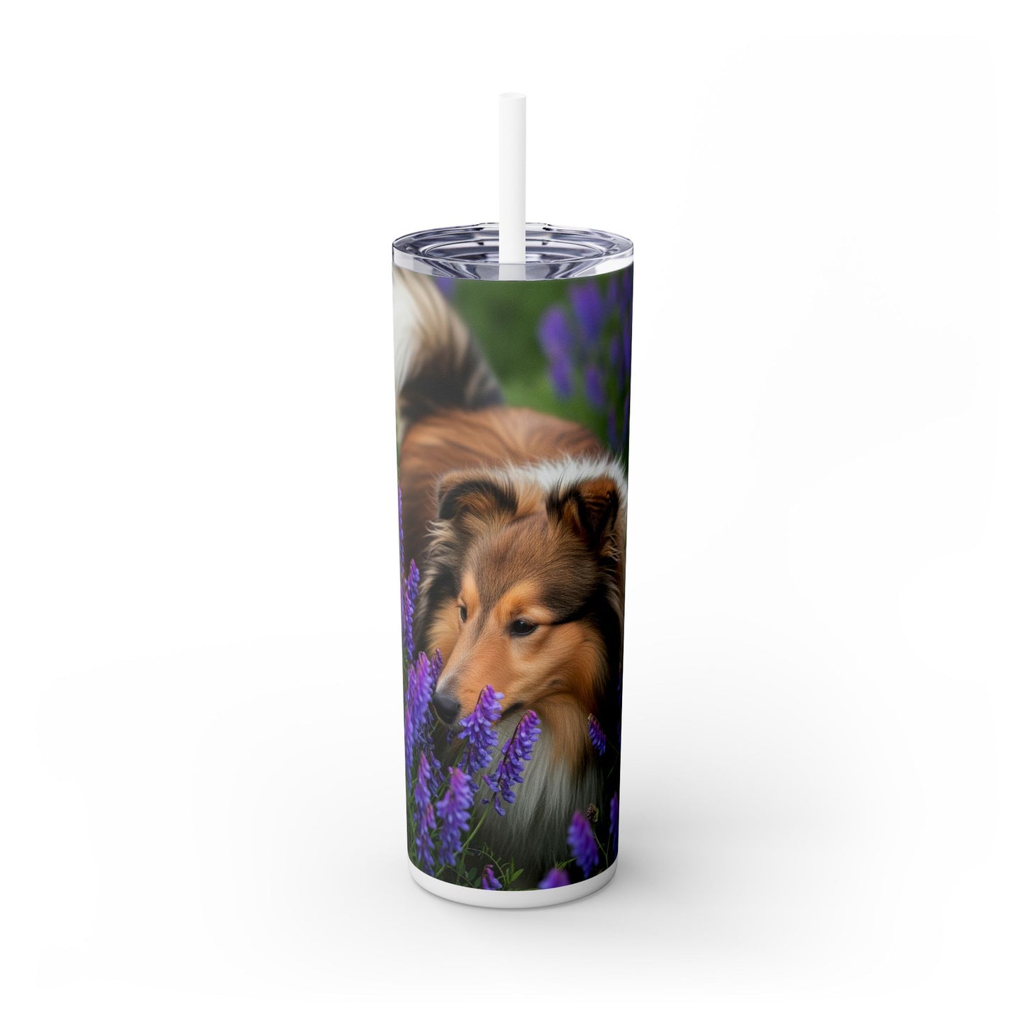 Shetland Sheepdog Skinny Tumbler with Straw, 20oz